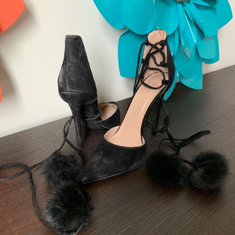 Strappy black heels
